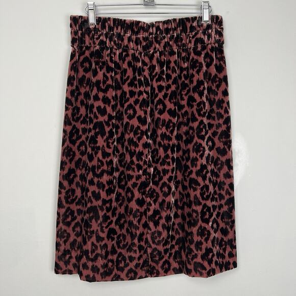 J. Crew Size Small Rose Pink Crushed Velvet Leopard Print Pull On Pencil Skirt - Picture 3 of 8